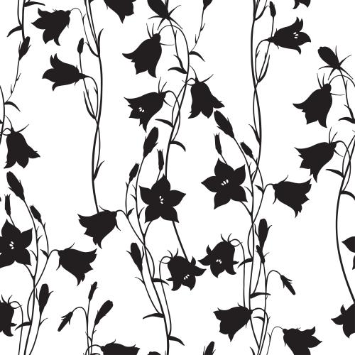 Vektorgrafik glocken, silhouetten von blumen auf weißem