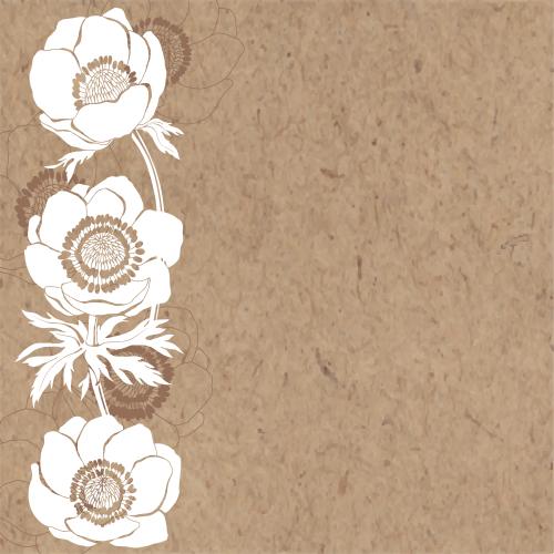 Anemone. Vektor anemones Silhouetten und Konturen von Blumen Textplatz auf Kraftpapier