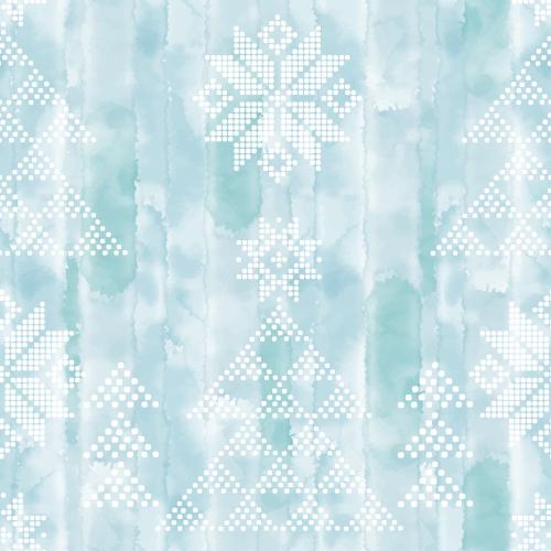 Vektorgrafik weiße sterne-schneeflocken und tannen aus punkten auf blauem aquarell