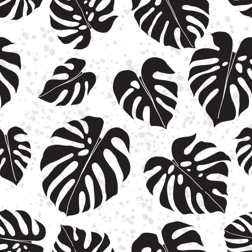 Klecks. Vektor Monstera-Blätter, Silhouetten auf strukturiertem weißem