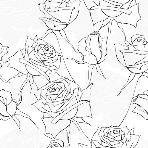 Rose. Vektor rosen Konturen Blumen auf Weißem