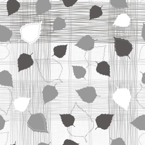 Birke. Vektor monochrome Birkenblätter auf kariertem