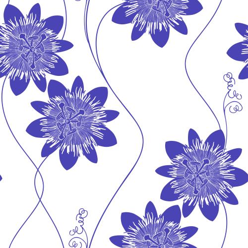 Passionsblume. Vektor Leidenschaftsblume, Violett Silhouetten auf weißem