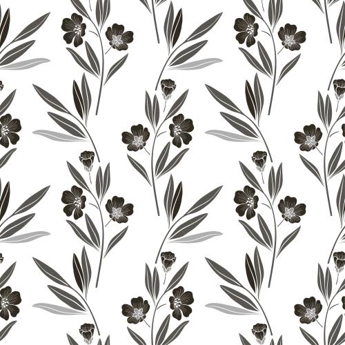 Vektorgrafik monochromen silhouetten von zweigchen mit blumen auf weißem