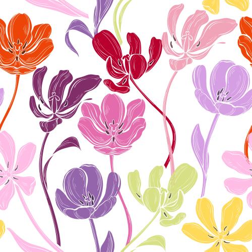 Tulpe. Vektor farbenfrohe Tulpen auf weißem