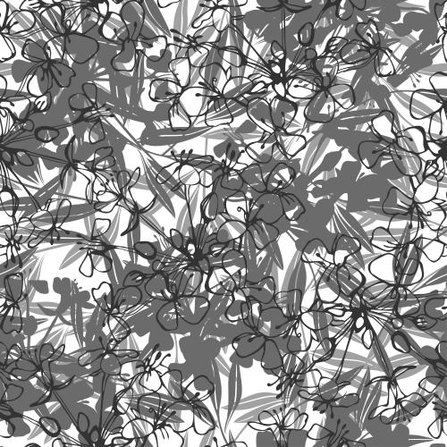 Vektorgrafik monochrome silhouetten und konturen abstrakter blumen und blätter auf weiß