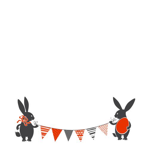 Vektorgrafik zwei osterhasen mit einer girlande platz für text auf weiß