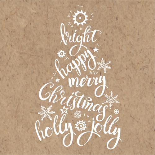 Stern. Vektor hell, glücklich, fröhlich, weihnachten, efeu, fröhlich in form eines festlichen weihnachtsbaums auf karte
