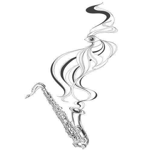 Saxophon. Vektor Saxophon, stylisierte Fisch auf weißem
