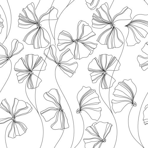 Vektorgrafik dekorative blumen, schwarze konturen auf weißem