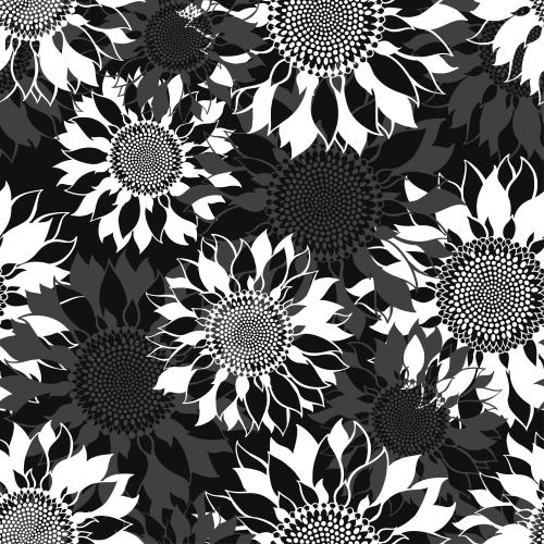 Sonnenblume. Vektor sonnenblumen auf schwarzem