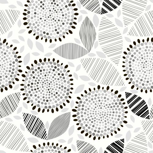 Vektorgrafik abstrakte monochrome blumen und blätter auf weißem