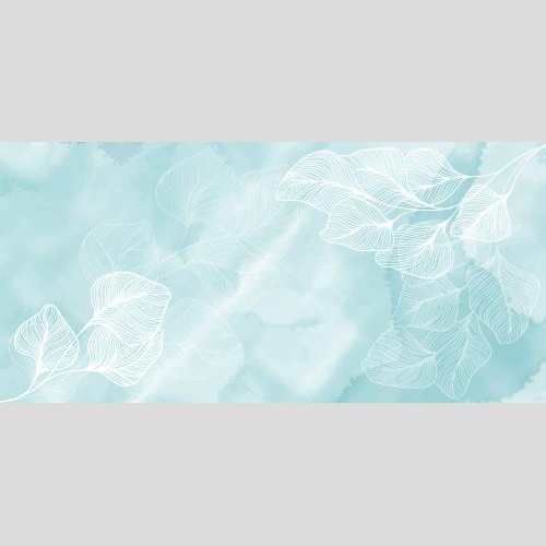 Vektorgrafik zweige mit blättern, konturen auf blauem aquarell