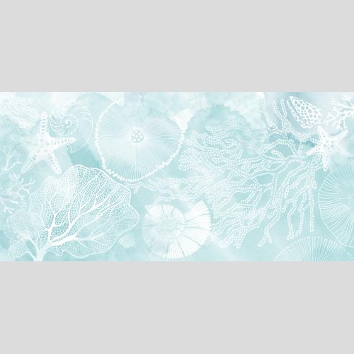 Vektorgrafik meersterne, muscheln, nautilus, korallen auf blauem aquarell