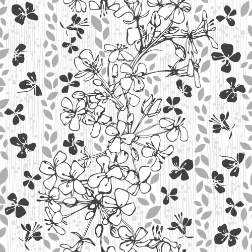 Vektorgrafik monochrom blumen, vertikale streifen auf weißem