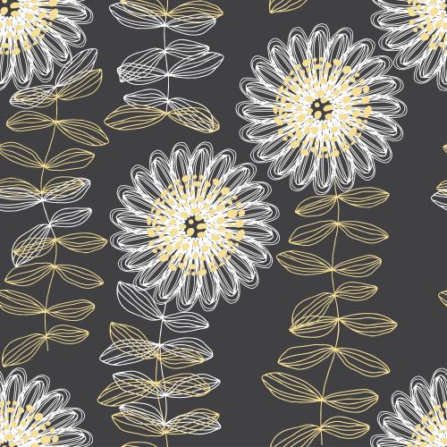 Vektorgrafik dekorierte blumen auf schwarzem