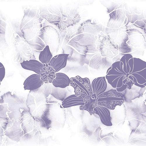 Orchidee. Vektor Orchideen, Konturen und Silhouetten auf Aquarell