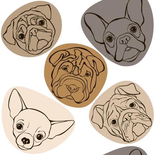 Shar pei. Vektor Kunstporträts von Hundemasken verschiedener Rassen
