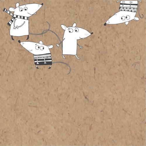Schneemann. Vektor cartoonartige Ratten, Platz Für Text Auf Kraftpapier