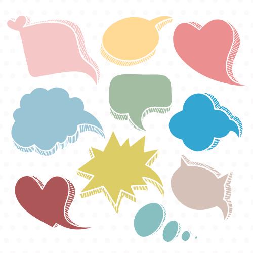 Vektorgrafik wolken für dialog, farbige silhouetten auf hellem