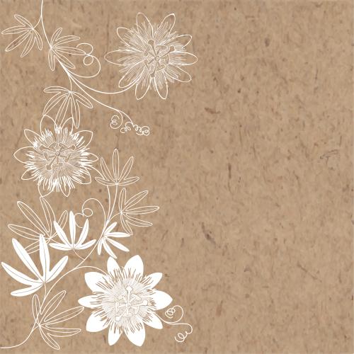 Passionsblume. Vektor Passionsblume, Platz Für Text Auf Kraftpapier