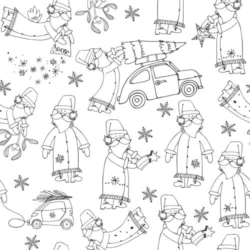 Auto. Vektor cartoonartige weihnachtsmänner auf weißem