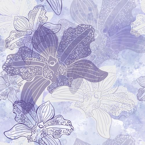 Vektorgrafik orchideen, konturen und silhouetten auf aquarell