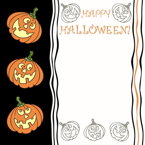 Kürbis. Vektor hübsche Pumpenlaternen, Schriftzug Happy Halloween und Textfeld