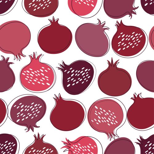 Granatapfel. Vektor stylisierte Granaten auf weißem