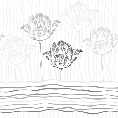 Tulpe. Vektor monochrome Tulpen, vertikale und horizontale wellenförmige Streifen