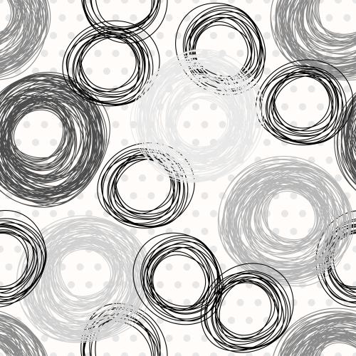 Vektorgrafik gezeichnete monochrome kreise und erbsen auf weißem
