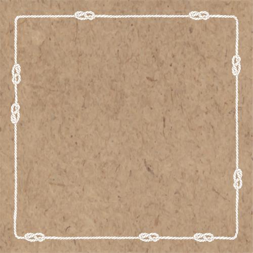 Seil. Vektor Seil mit Seemannsknoten, Platz für Text, quadratische Rahmen aus Kraftpapier