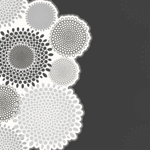 Vektorgrafik monochromblumenabstrakte-komposition auf dunklem