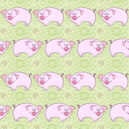 Vektorgrafik liebe schweinchen, gras und eicheln