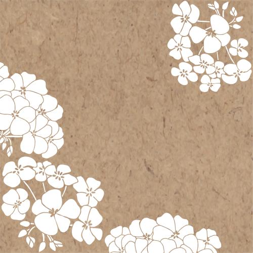 Geranie. Vektor Geranienblüten, Eckkomposition Auf Kraftpapier