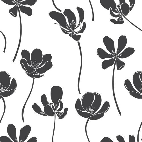 Tulpe. Vektor Tulpen, schwarze Silhouetten auf weißem