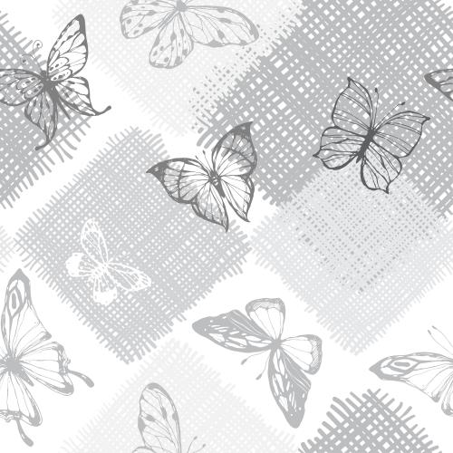 Karierte. Vektor Monochrom Schmetterlinge und karierte Quadrate auf weißem