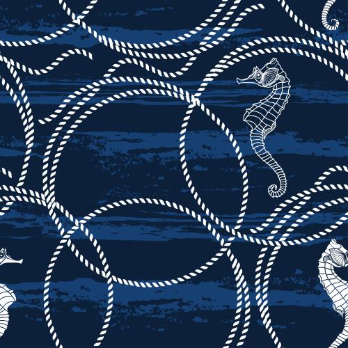 Seil. Vektor Meereseile, Meerrosse, Wellen auf dem Blau