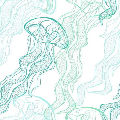 Qualle. Vektor farbenfrohe Medusen auf weissem