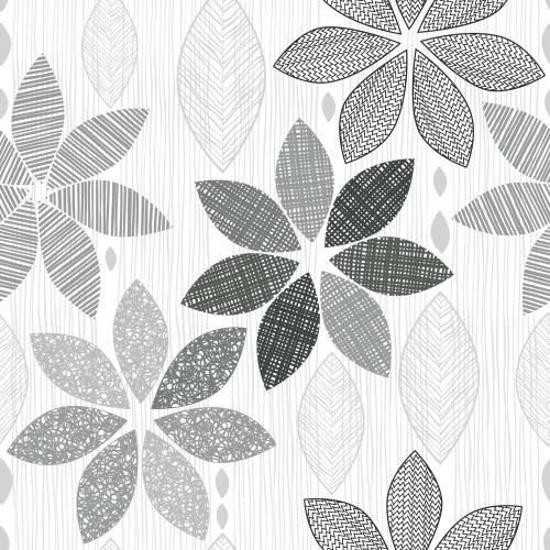 Vektorgrafik abstrakte blumen mit dekorativen blüten, vertikale streifen auf weißem