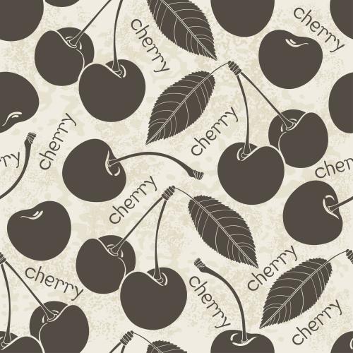 Kirsche. Vektor kirschensilhouetten Cherry-Schriften auf texturiertem hellen