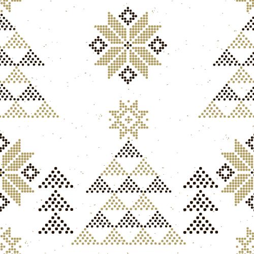 Vektorgrafik kleine fichten und stern-schneeflocken aus punkten auf weißem