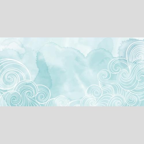 Vektorgrafik dekorative wellen platz für text auf blauem aquarell