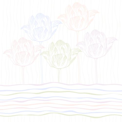 Tulpe. Vektor tulpen auf vertikalen und horizontalen welligen Streifen in pastellfarbener Palette