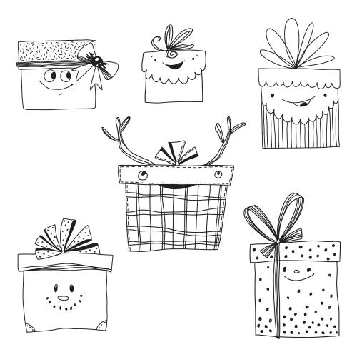 Geburtstag. Vektor cartoonartige Geschenkboxen auf weißem