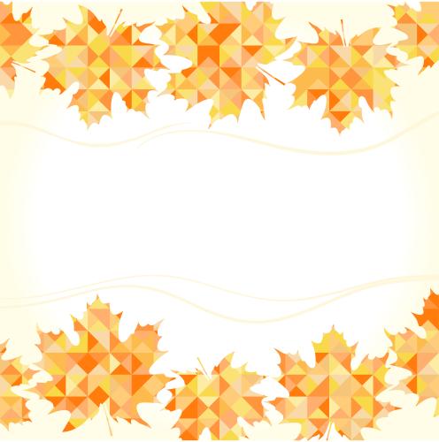 Ahornblatt. Vektor mosaikartige herbstliche Blätter, horizontale wellenförmige Streifen auf hellem