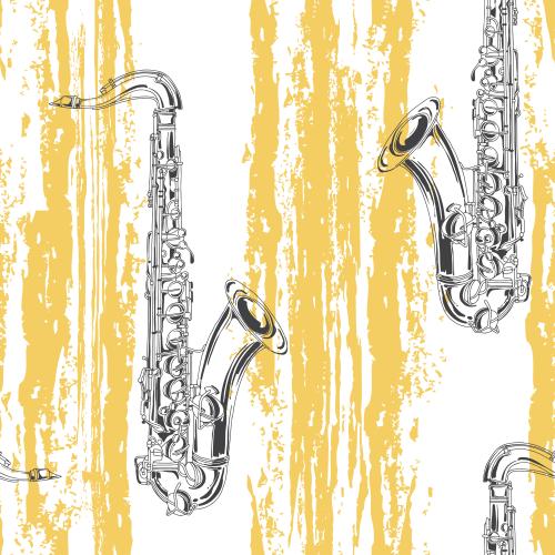 Saxophon. Vektor Saxophone, gelbe vertikale texturierte Streifen auf weissem