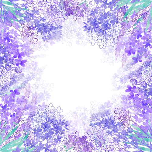 Rasterbild aquarelllavendel, rundes textfeld auf weißem