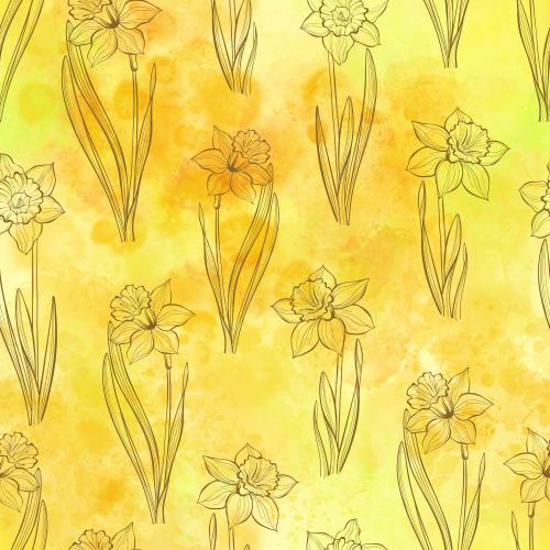 Rasterbild narzissen auf gelben aquarell