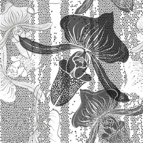 Vektorgrafik orchideen auf mosaikartigem
